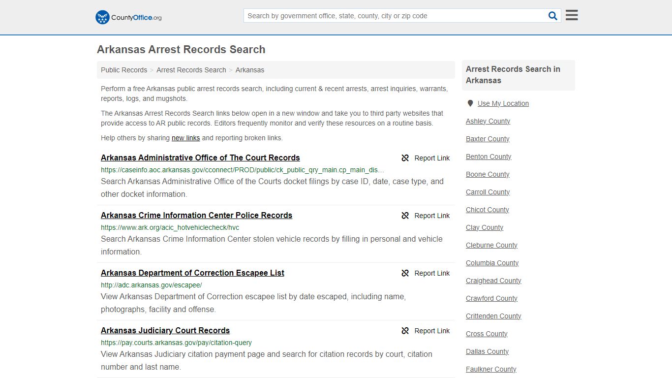 Arrest Records Search - Arkansas (Arrests & Mugshots) - County Office